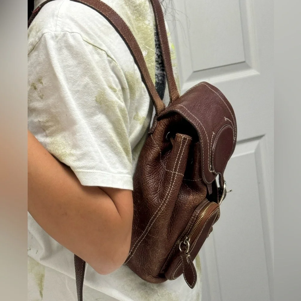 BURBERRY Vintage Brown Leather Small Backpack